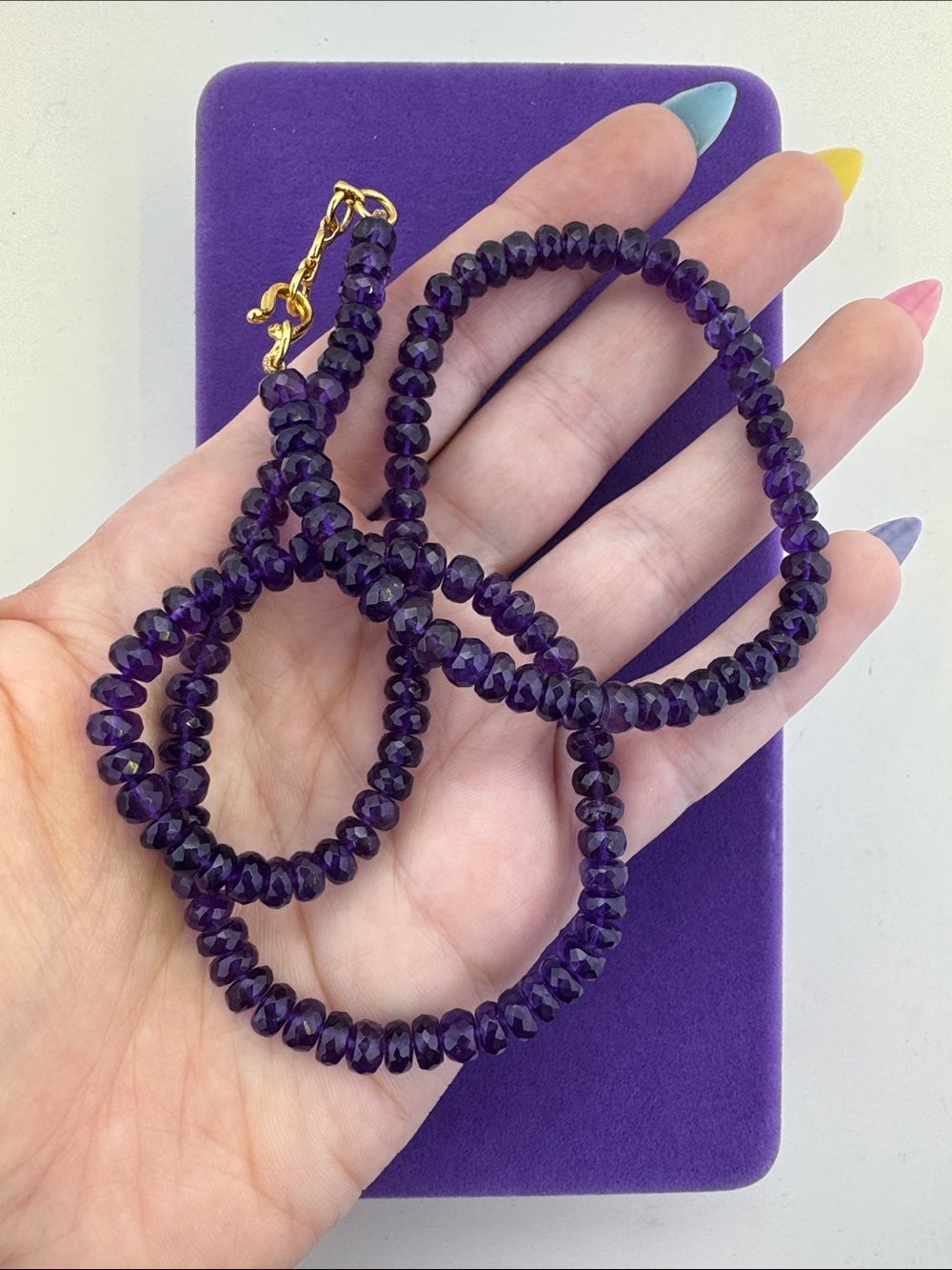 💛 Classic Gold Plated Faceted Amethyst Beaded Necklace